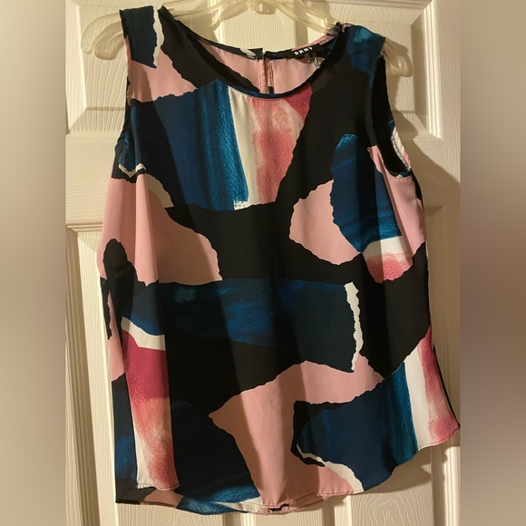 Dkny Size L Multi Color Chiffon Tank